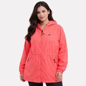New Balance Women’s Hooded Windbreaker Jacket 1X Coral Pink Full Zip NWT